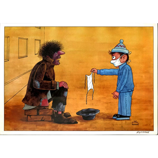 Eshonkulov Makhmudjon 29x21cm Orijinal Karikatür BOD06596