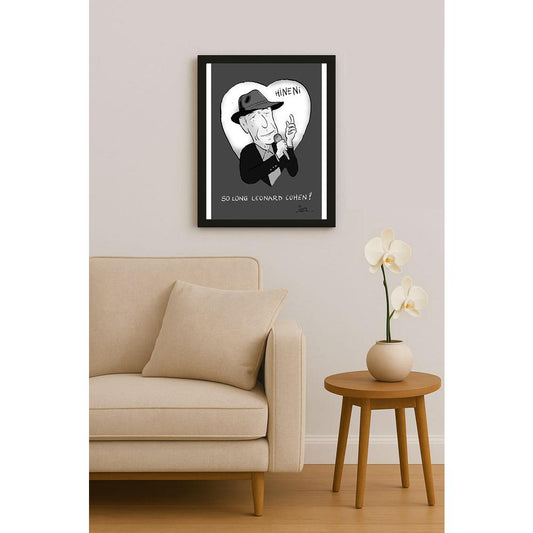 İzel Rozental Leonard Cohen Kişiye Özel Sertifikalı Sınırlı Fine Art Karikatür Baskı CAD00074
