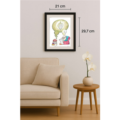 Rahim Baggal Asgari 29x21cm Orijinal Karikatür Tablo BOD00006