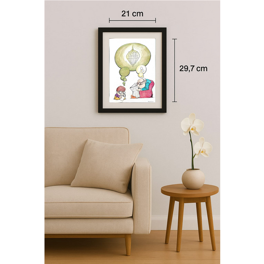 Rahim Baggal Asgari 29x21cm Orijinal Karikatür Tablo BOD00006