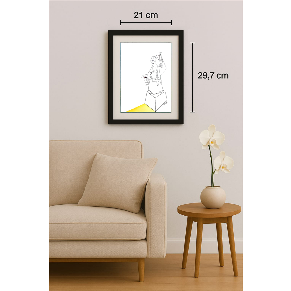 Amin Dastbala 29x21cm Orijinal Karikatür Tablo BOD00008