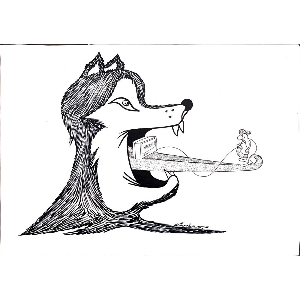 Marian Lupu 29x21cm Orijinal Karikatür Tablo BOD00029