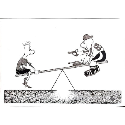 Marian Lupu 29x21cm Orijinal Karikatür Tablo BOD00031