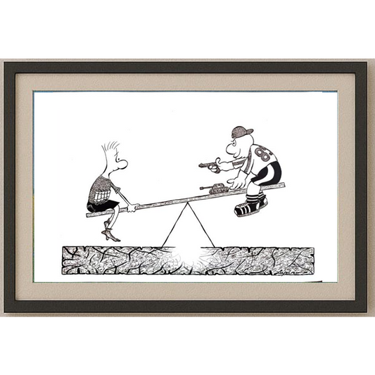 Marian Lupu 29x21cm Orijinal Karikatür Tablo BOD00031