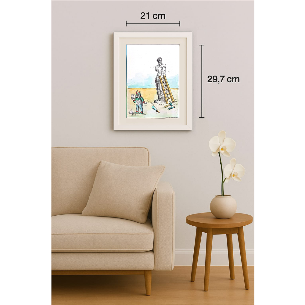 Porumbita Mihaita 29x21cm Orijinal Karikatür Tablo BOD00032