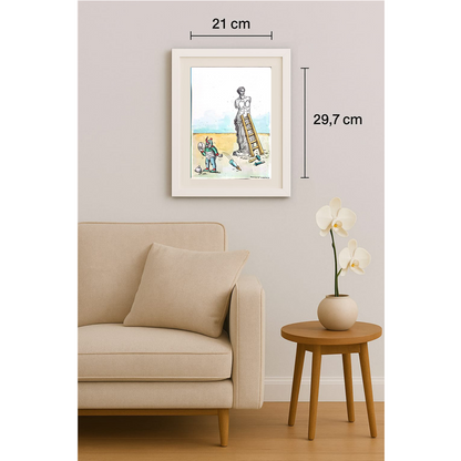 Porumbita Mihaita 29x21cm Orijinal Karikatür Tablo BOD00032