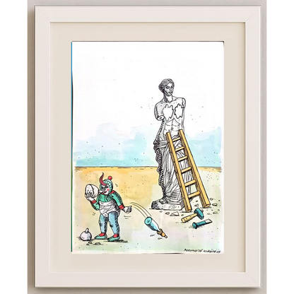 Porumbita Mihaita 29x21cm Orijinal Karikatür Tablo BOD00032