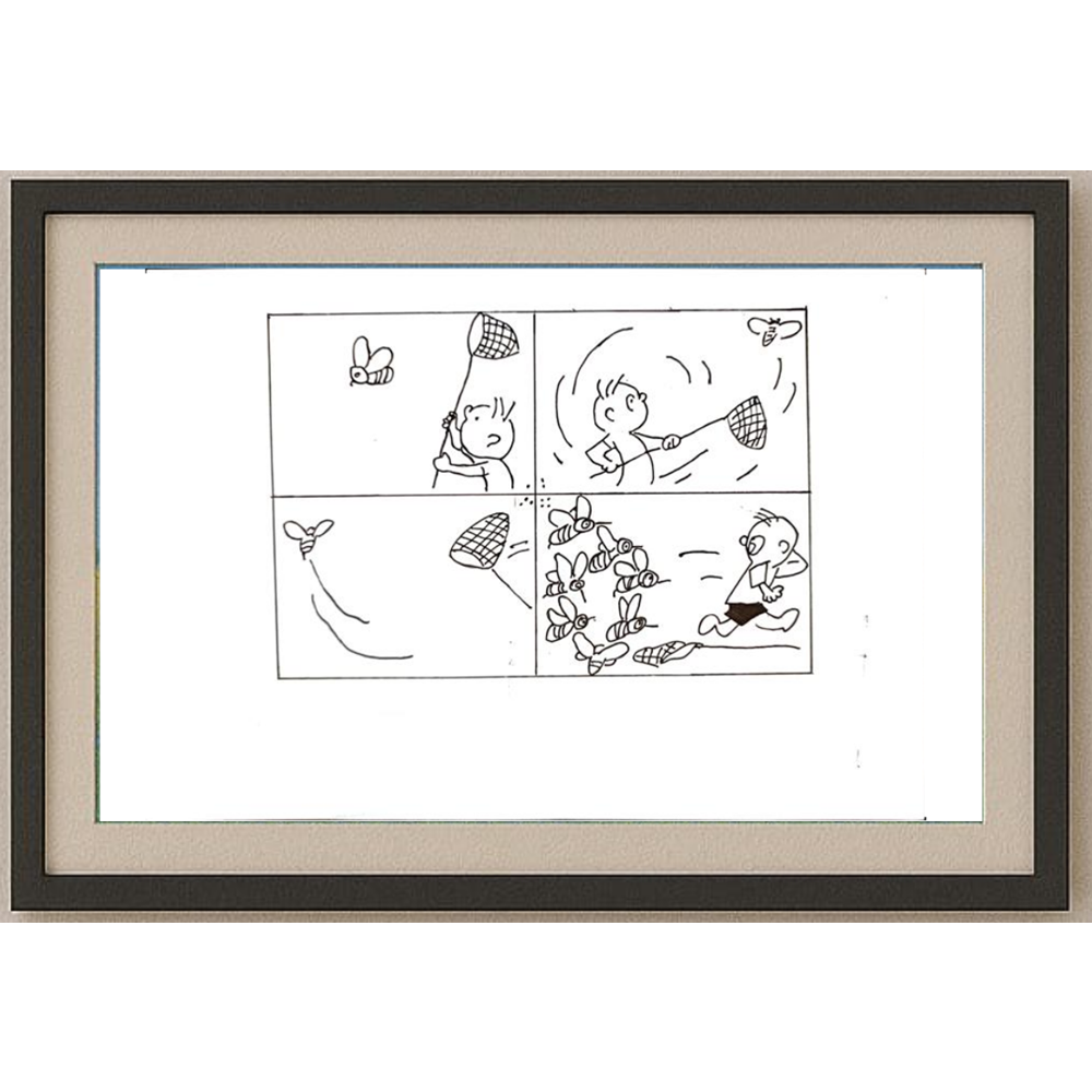 Wang Shou 29x21cm Orijinal Karikatür Tablo BOD00037
