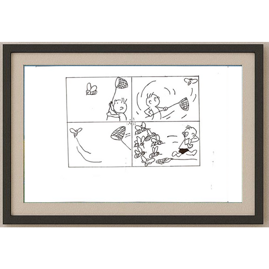 Wang Shou 29x21cm Orijinal Karikatür Tablo BOD00037