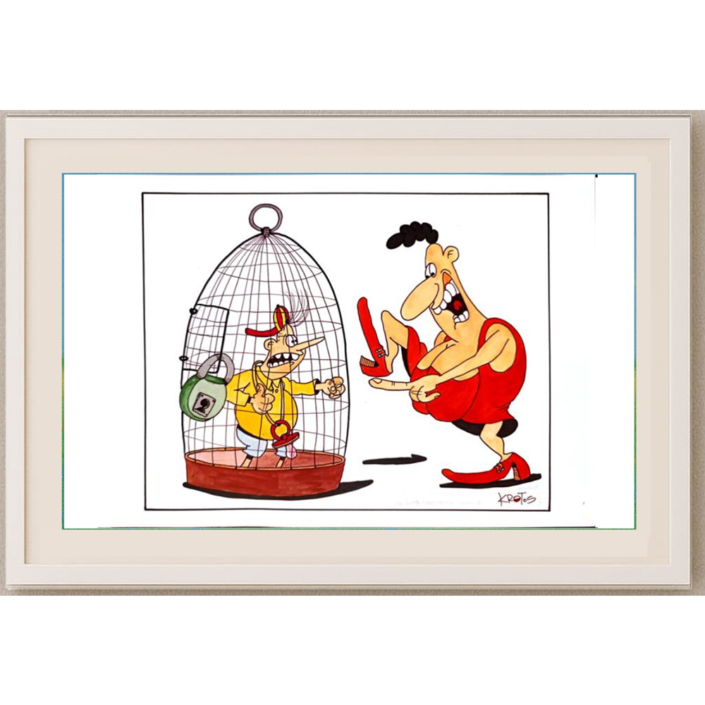 Tadeusz Krotos 29x21cm Orijinal Karikatür Tablo BOD00039