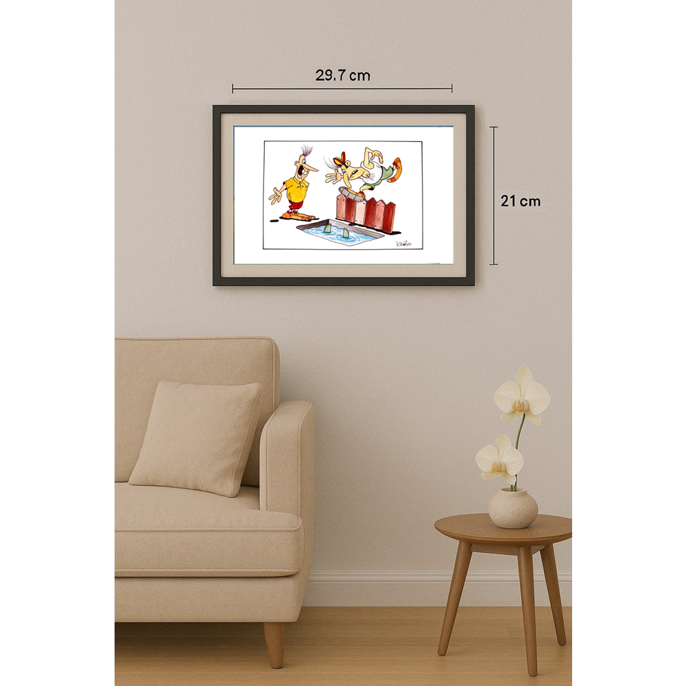 Tadeusz Krotos 29x21cm Orijinal Karikatür Tablo BOD00041