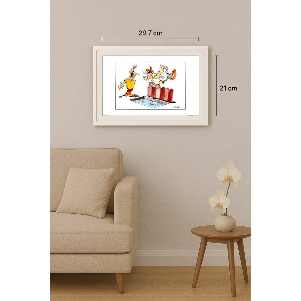 Tadeusz Krotos 29x21cm Orijinal Karikatür Tablo BOD00041