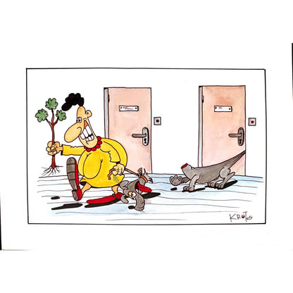 Tadeusz Krotos 29x21cm Orijinal Karikatür Tablo BOD00043