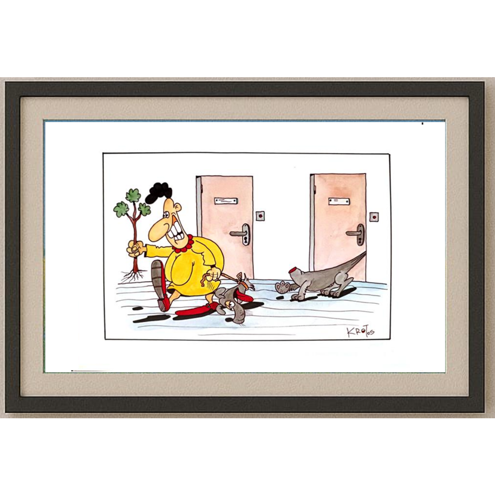 Tadeusz Krotos 29x21cm Orijinal Karikatür Tablo BOD00043