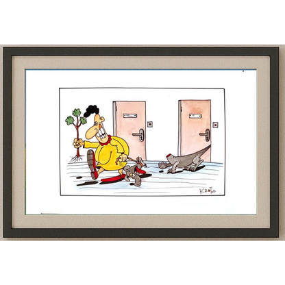 Tadeusz Krotos 29x21cm Orijinal Karikatür Tablo BOD00043