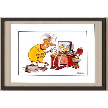 Tadeusz Krotos 29x21cm Orijinal Karikatür Tablo BOD00044