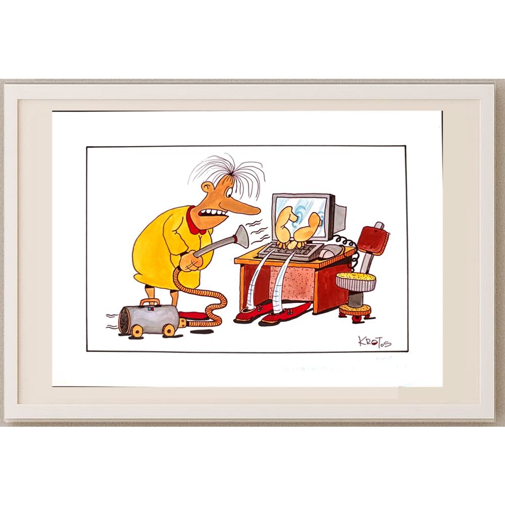 Tadeusz Krotos 29x21cm Orijinal Karikatür Tablo BOD00044