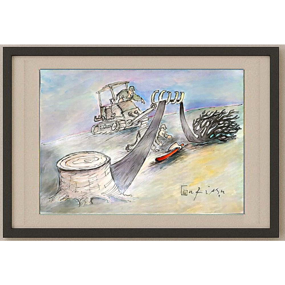 Ghinea Uriasu 29x21cm Orijinal Karikatür Tablo BOD00054