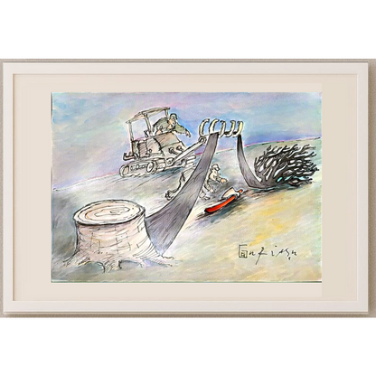 Ghinea Uriasu 29x21cm Orijinal Karikatür Tablo BOD00054