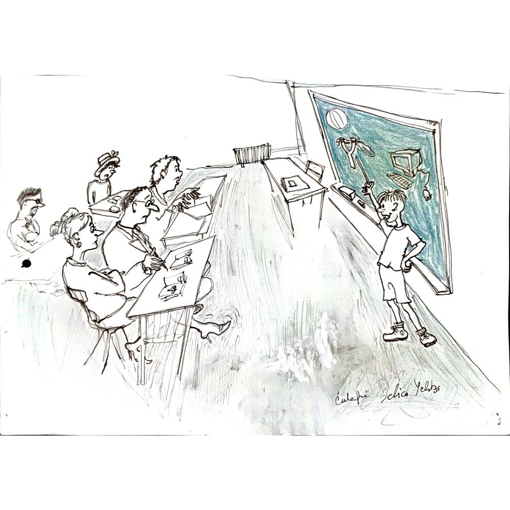 Jelica Culafic 29x21cm Orijinal Karikatür Tablo BOD00057
