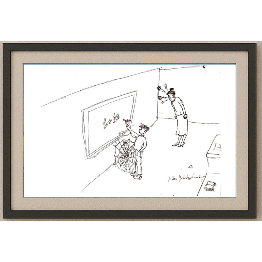 Jelica Culafic 29x21cm Orijinal Karikatür Tablo BOD00058
