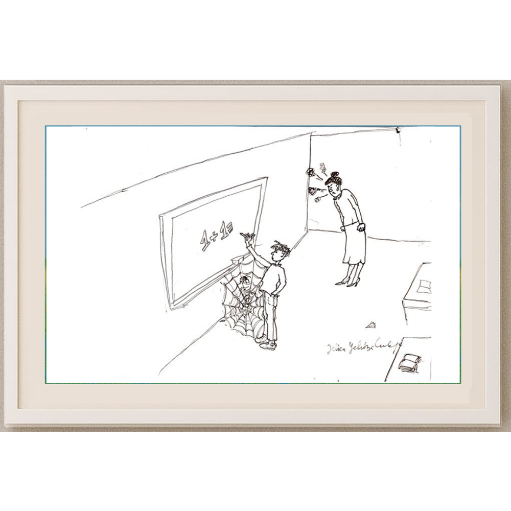 Jelica Culafic 29x21cm Orijinal Karikatür Tablo BOD00058