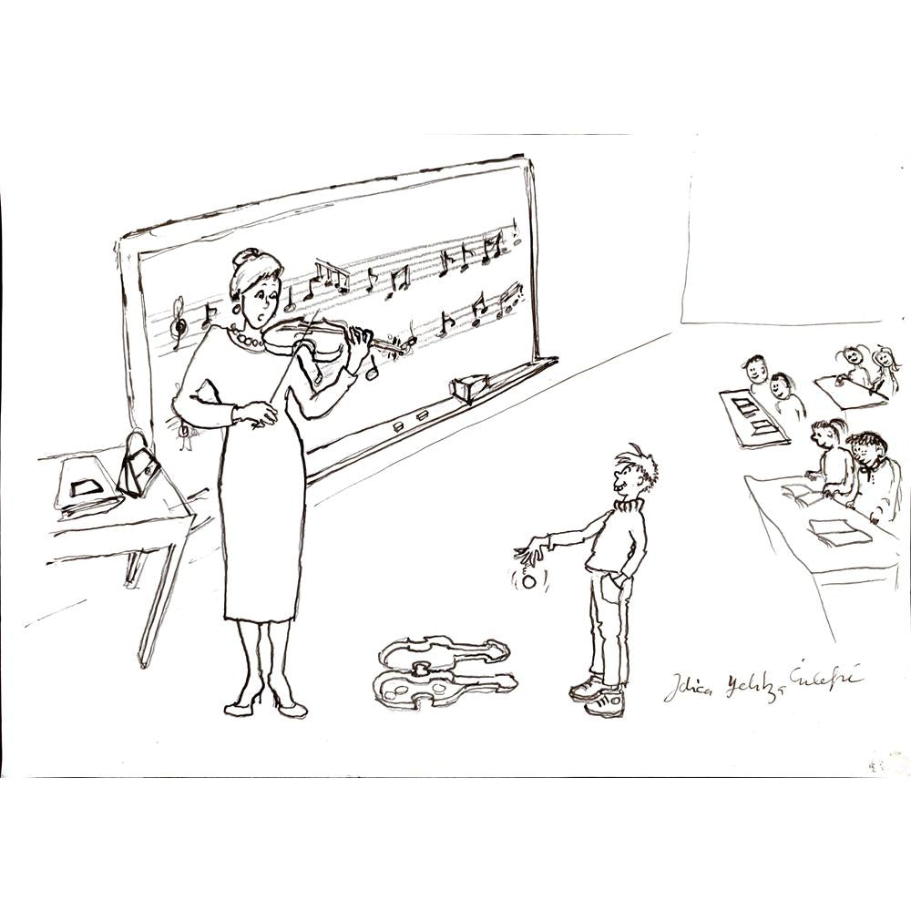 Jelica Culafic 29x21cm Orijinal Karikatür Tablo BOD00059