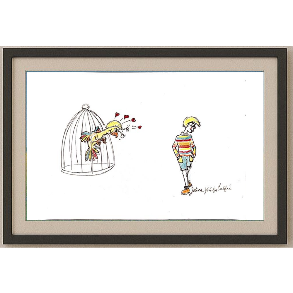 Jelica Culafic 29x21cm Orijinal Karikatür Tablo BOD00060