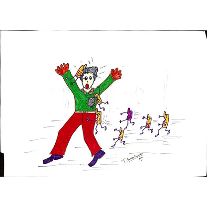 Thipparapu Suman Kumar 29x21cm Orijinal Karikatür Tablo BOD00077