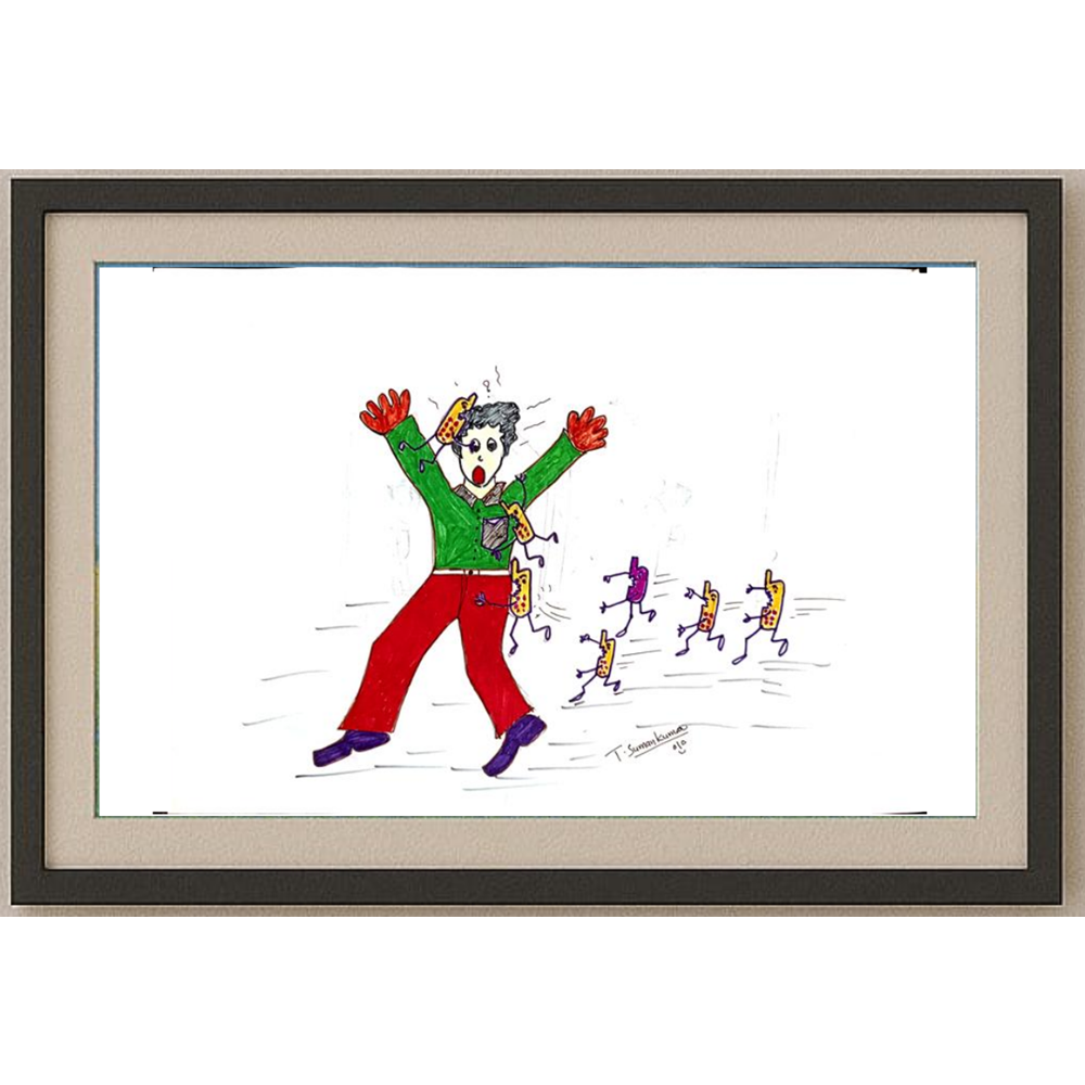 Thipparapu Suman Kumar 29x21cm Orijinal Karikatür Tablo BOD00077