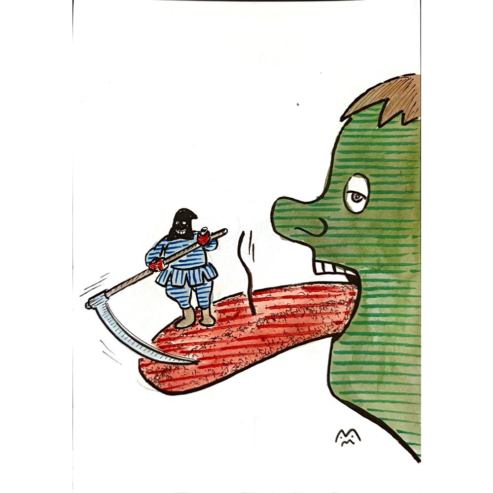 Mileta Miloradovic 25x17cm Orijinal Karikatür Tablo BOD00083