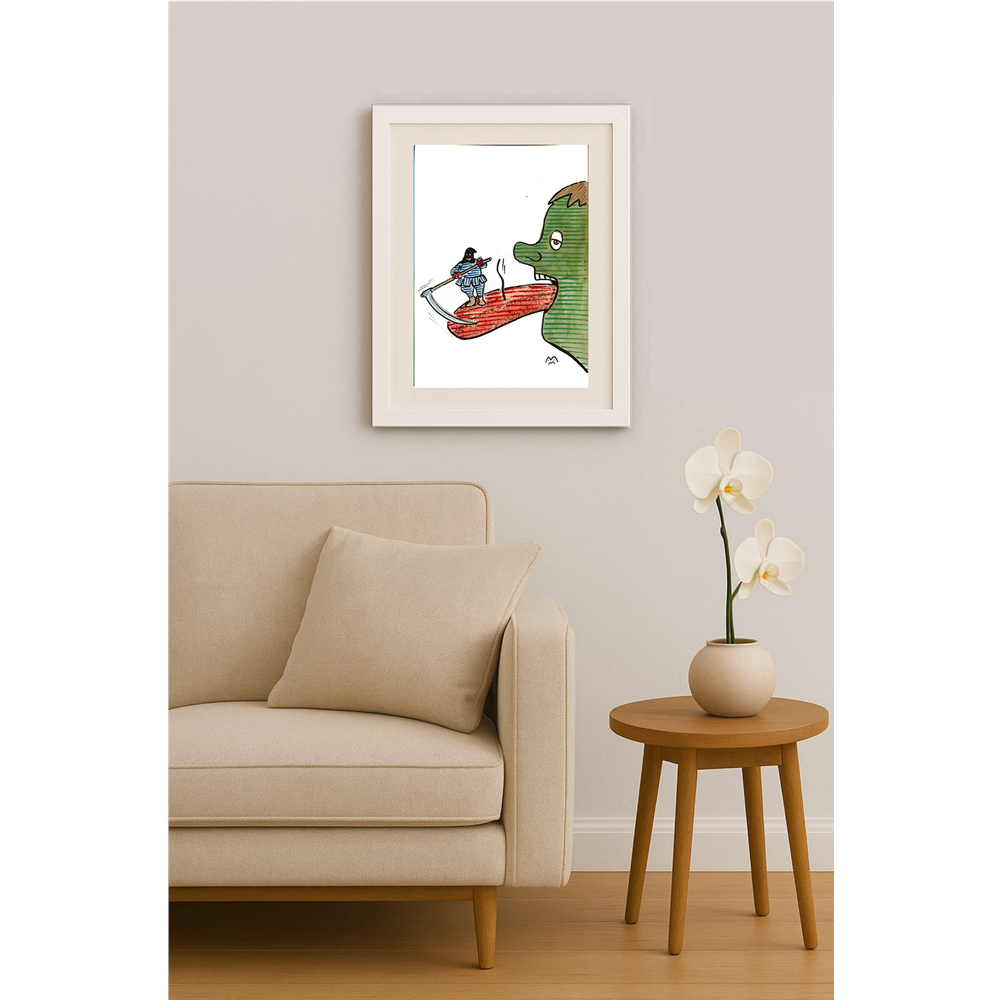 Mileta Miloradovic 25x17cm Orijinal Karikatür Tablo BOD00083