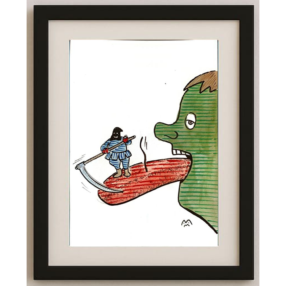 Mileta Miloradovic 25x17cm Orijinal Karikatür Tablo BOD00083