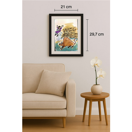 Mileta Miloradovic 29x21cm Orijinal Karikatür Tablo BOD00084