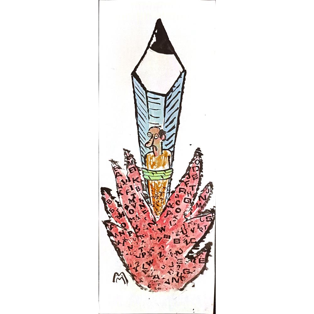 Mileta Miloradovic 29x11cm Orijinal Karikatür Tablo BOD00086