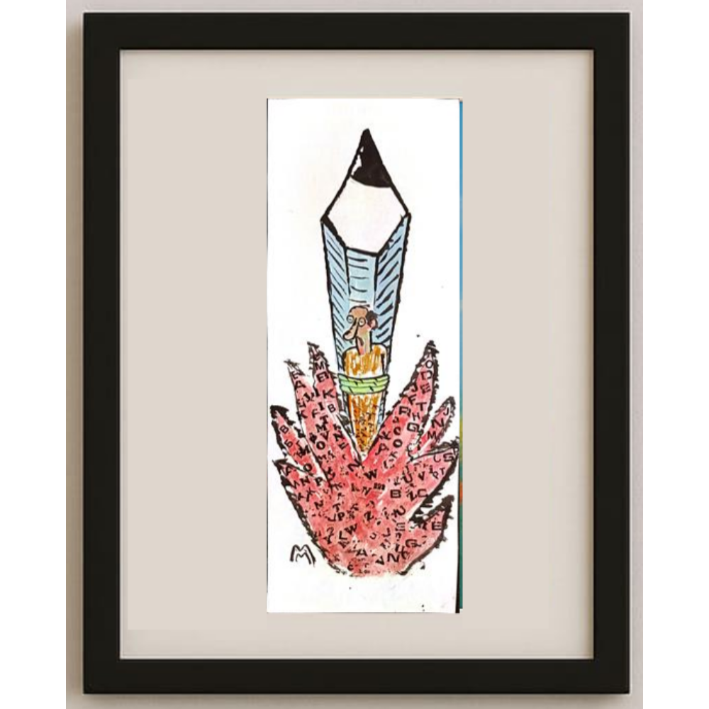 Mileta Miloradovic 29x11cm Orijinal Karikatür Tablo BOD00086