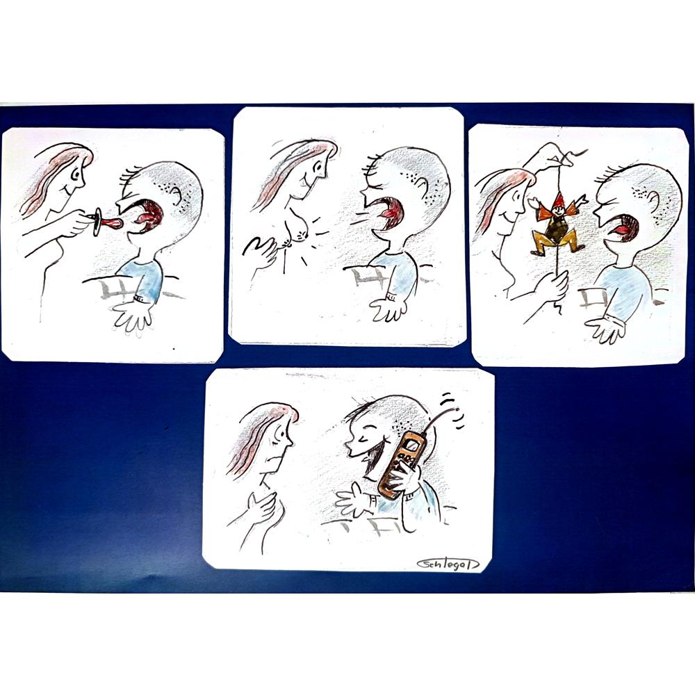 Wolfgang Schlegel 27x19cm Orijinal Karikatür Tablo BOD00098