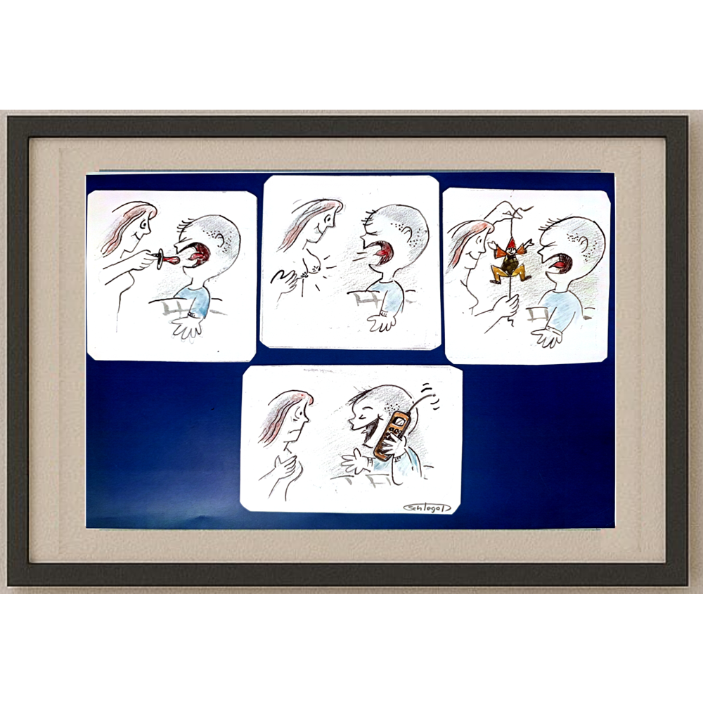 Wolfgang Schlegel 27x19cm Orijinal Karikatür Tablo BOD00098