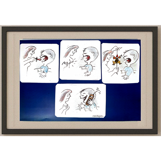 Wolfgang Schlegel 27x19cm Orijinal Karikatür Tablo BOD00098