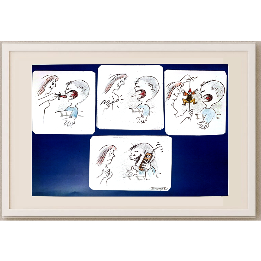 Wolfgang Schlegel 27x19cm Orijinal Karikatür Tablo BOD00098
