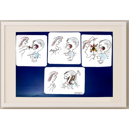 Wolfgang Schlegel 27x19cm Orijinal Karikatür Tablo BOD00098