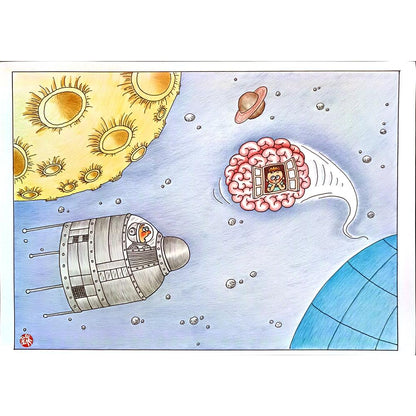 Huang Kun 29x21cm Orijinal Karikatür BOD00112