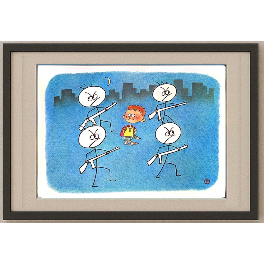 Huang Kun 29x21cm Orijinal Karikatür BOD00113