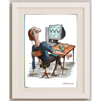 Vladimir Kazanevsky 29x21cm Orijinal Karikatür BOD00128