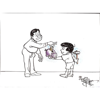 Vendra Gopalaksrishna 29x21cm Orijinal Karikatür BOD00162