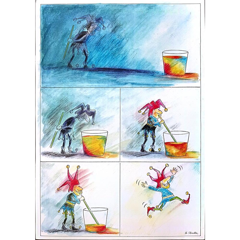 Henning Studte 43x30cm Orijinal Karikatür BOD00224
