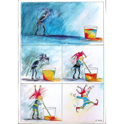 Henning Studte 43x30cm Orijinal Karikatür BOD00224