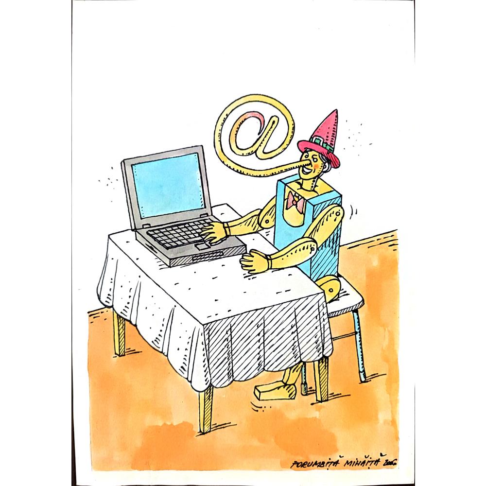 Porumbita Mihaita 29x21cm Orijinal Karikatür BOD00271
