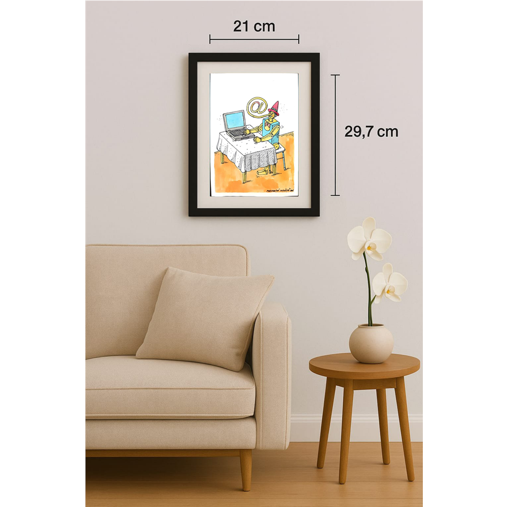 Porumbita Mihaita 29x21cm Orijinal Karikatür BOD00271