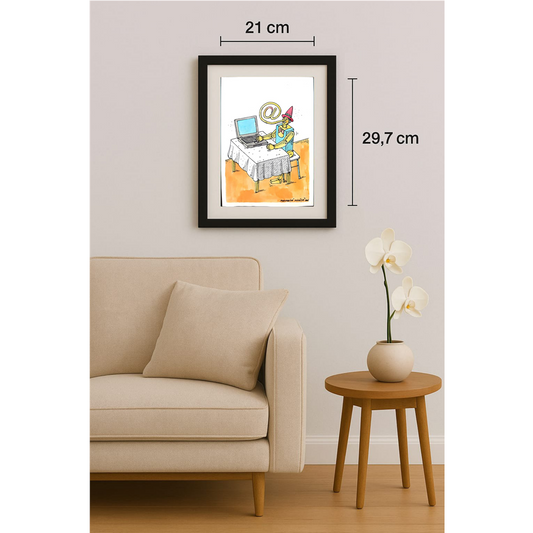 Porumbita Mihaita 29x21cm Orijinal Karikatür BOD00271